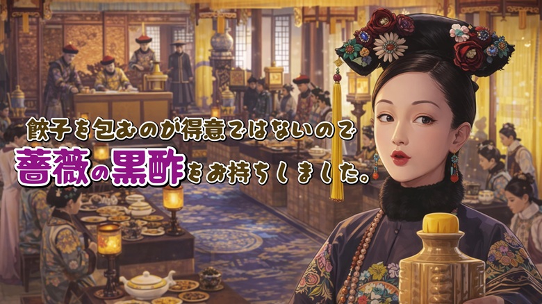 出典私ミシェリー@HKGlossy.comによるペイント. 薔薇の黒酢の存在を知った中国宮廷時代劇の場面を描いたもの